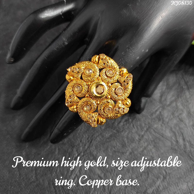 Raj Creations Gold Plated Adjustable Ring