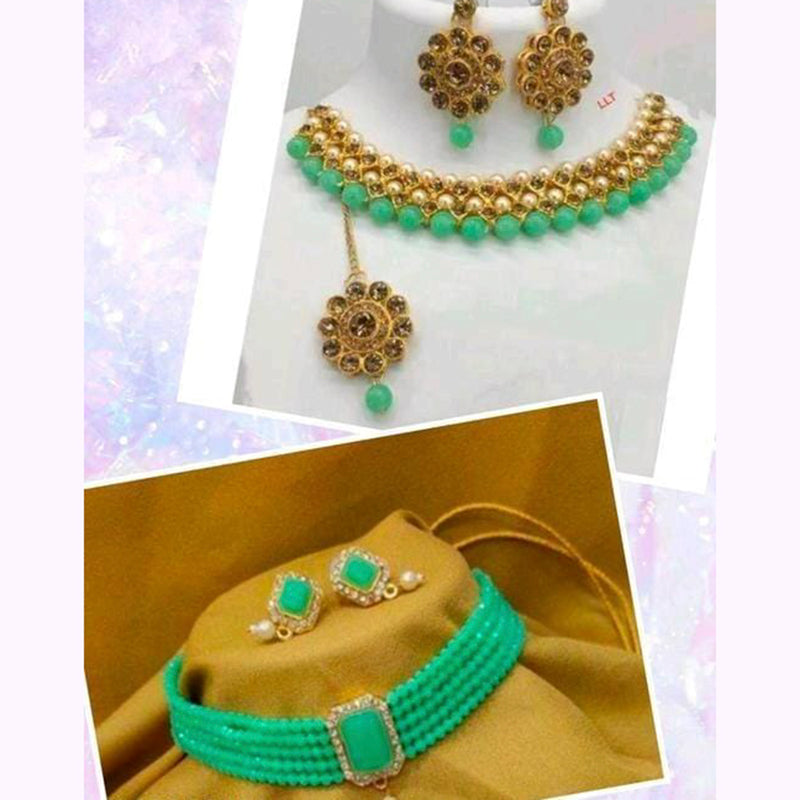 Raj Creations Austrian Stone & Beads Necklace Combo