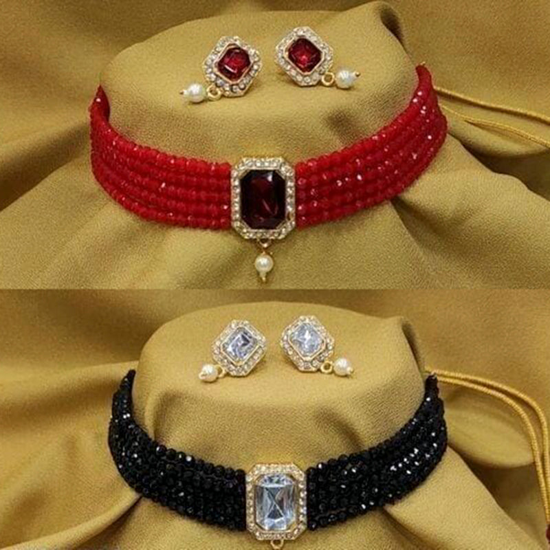 Raj Creations Austrian Stone & Beads Necklace Combo
