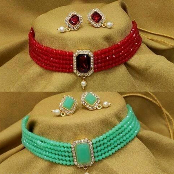 Raj Creations Austrian Stone & Beads Necklace Combo