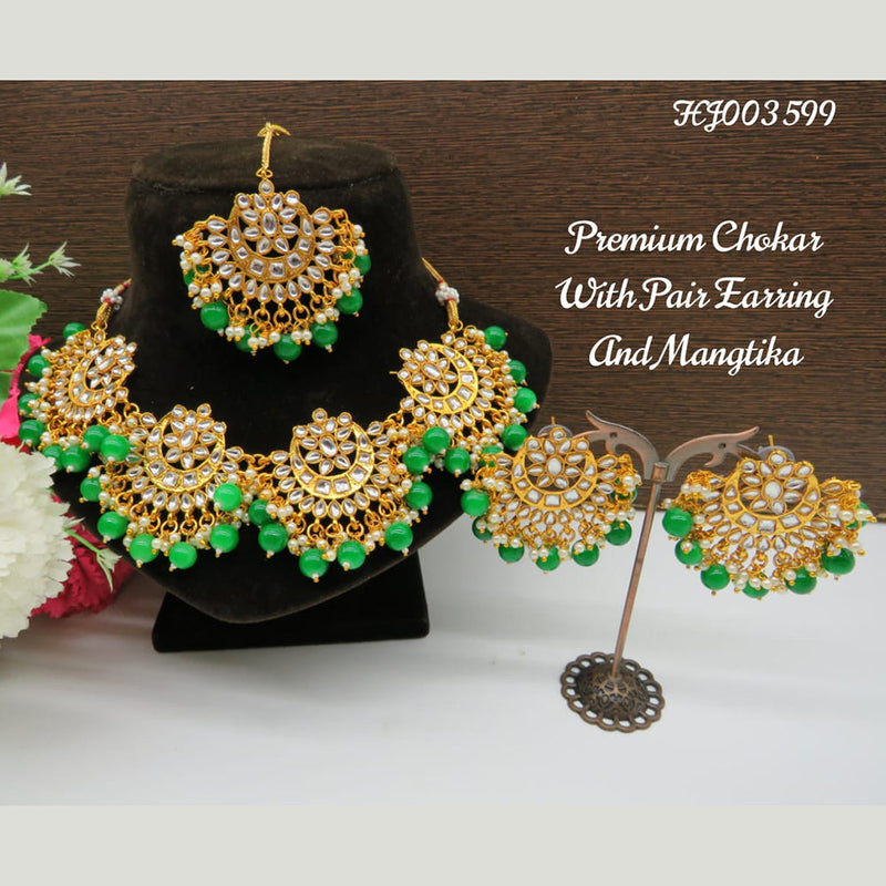 Raj Creations Gold Plated Kundan Stone Choker Necklace Set