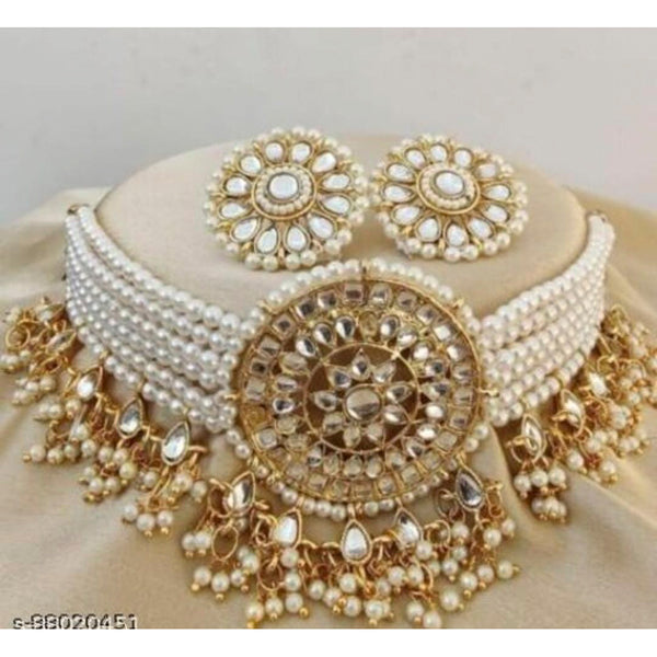 SAMC Gold Plated Kundan Stone Choker Necklace Set