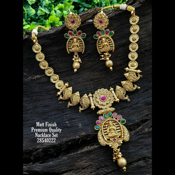 Sangita Creation Gold Plated Pota Stone Necklace Set