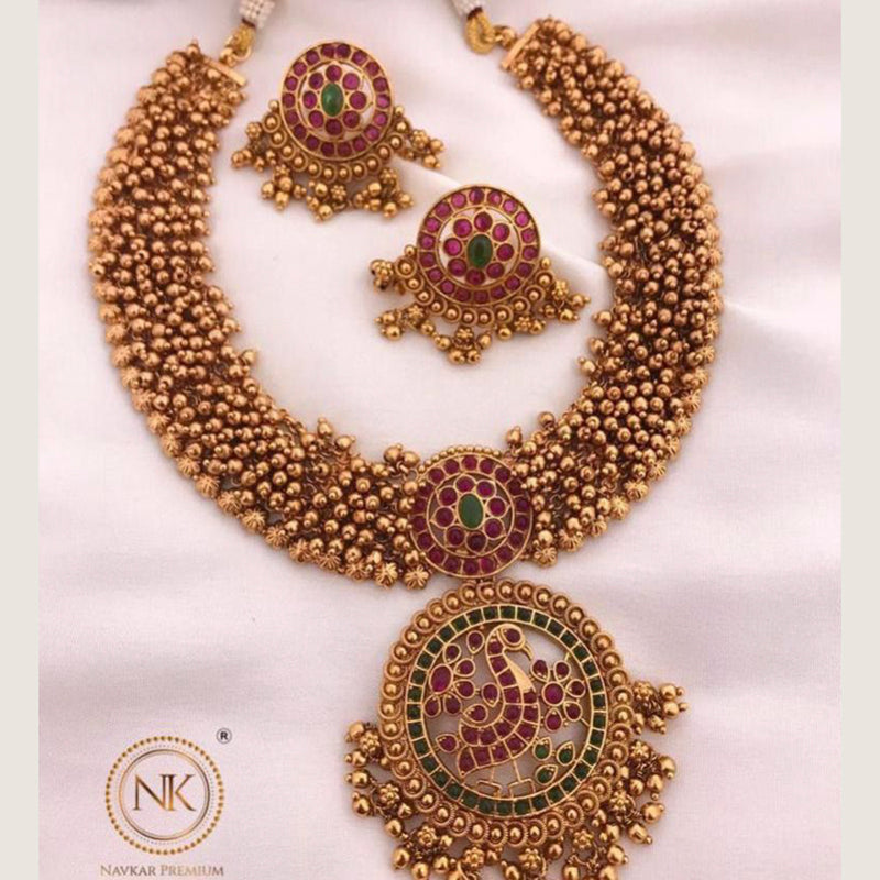 Sangita Creation Gold Plated Pota Stone Necklace Set