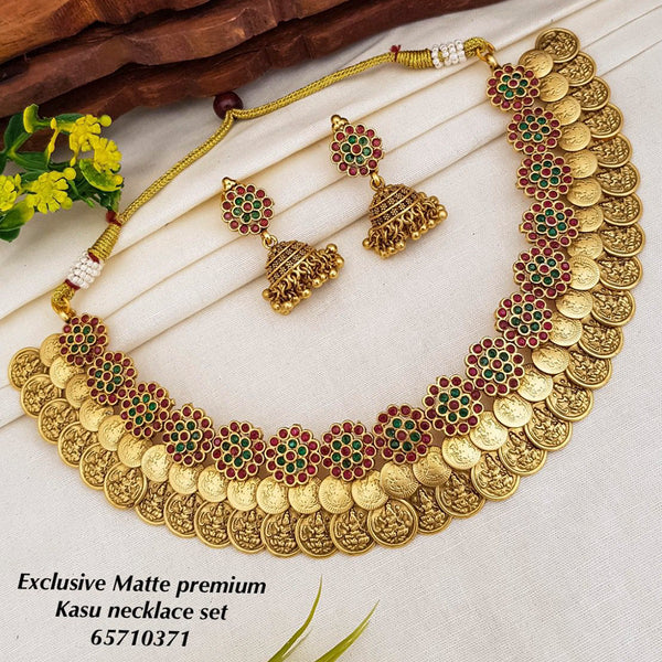 Sangita Creation Gold Plated Pota Stone Necklace Set