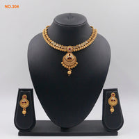 The Jangid Arts Gold Plated Pota Stone Necklace Set