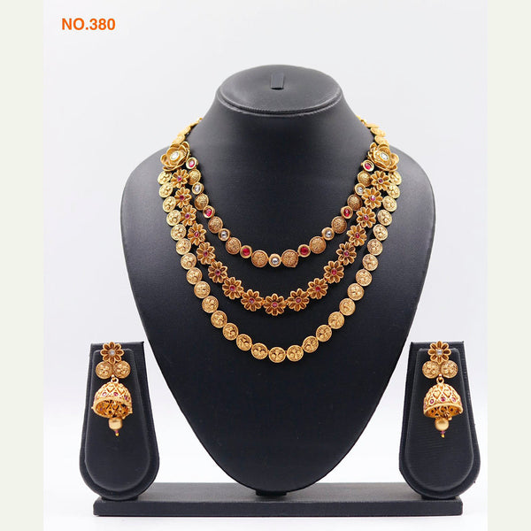 The Jangid Arts Gold Plated Pota Stone Necklace Set