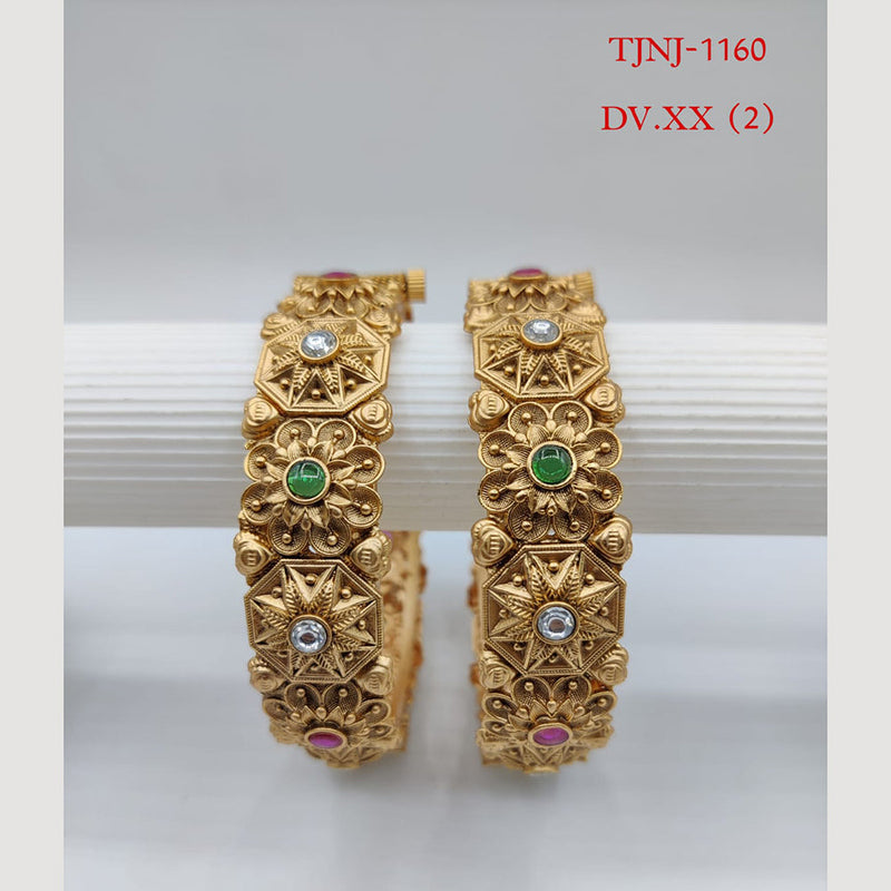 Choice Gold Plated Pota Stone Bangles Set