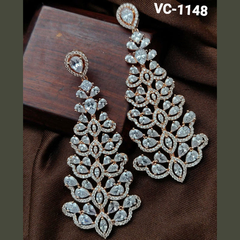 Vivah Creations Gold Plated AD Stone dangler Earrings