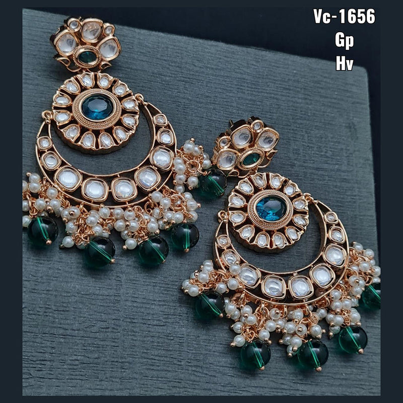 Vivah Creations Gold Plated Kundan & Beads dangler Earrings