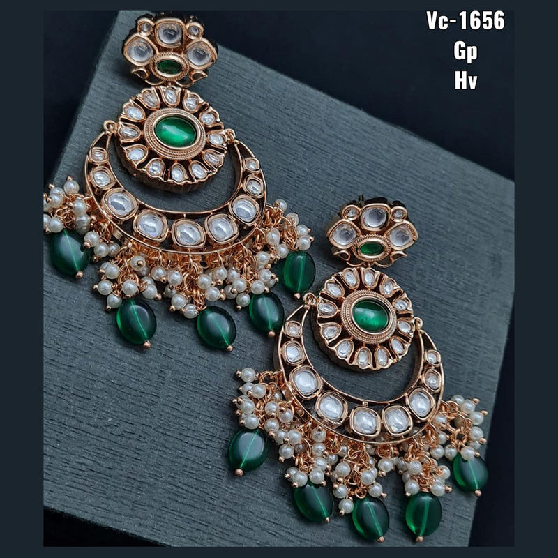 Vivah Creations Gold Plated Kundan & Beads dangler Earrings