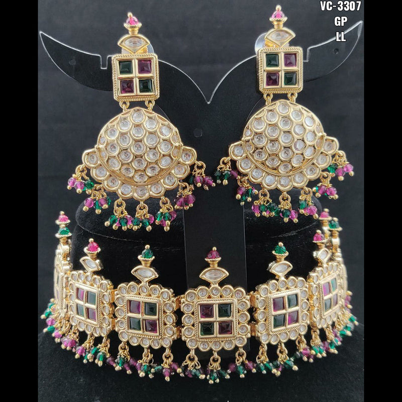 Vivah Creations Gold Plated Reverse AD Stone Necklace Set