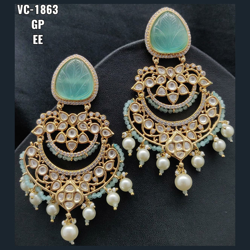 Vivah Creations Gold Plated Kundan & Beads dangler Earrings