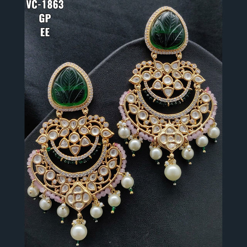 Vivah Creations Gold Plated Kundan & Beads dangler Earrings