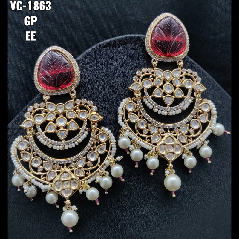 Vivah Creations Gold Plated Kundan & Beads dangler Earrings