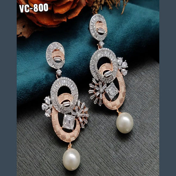 Vivah Creations 2 Tone Plated AD Stone dangler Earrings