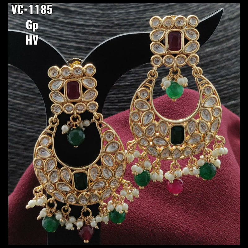 Vivah Creations Gold Plated Kundan & Beads dangler Earrings
