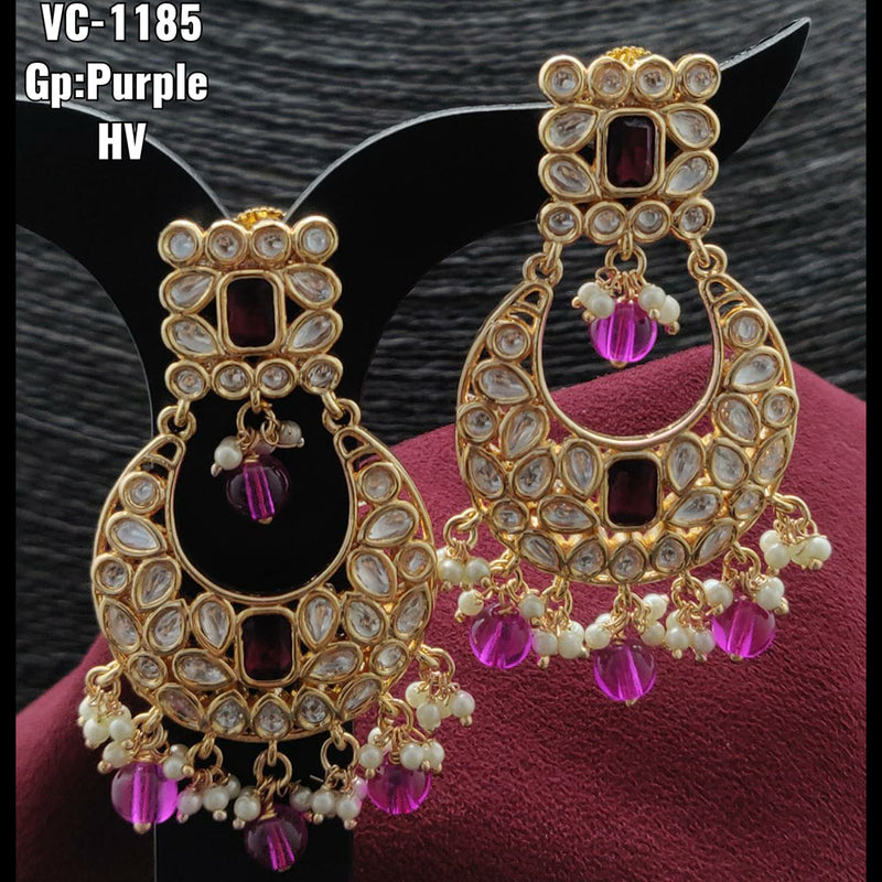 Vivah Creations Gold Plated Kundan & Beads dangler Earrings