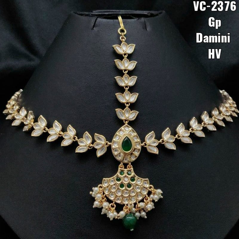 Vivah Creations Gold Plated Kundan & Beads Damini Maangtikka