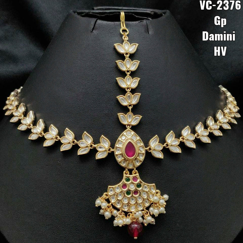 Vivah Creations Gold Plated Kundan & Beads Damini Maangtikka