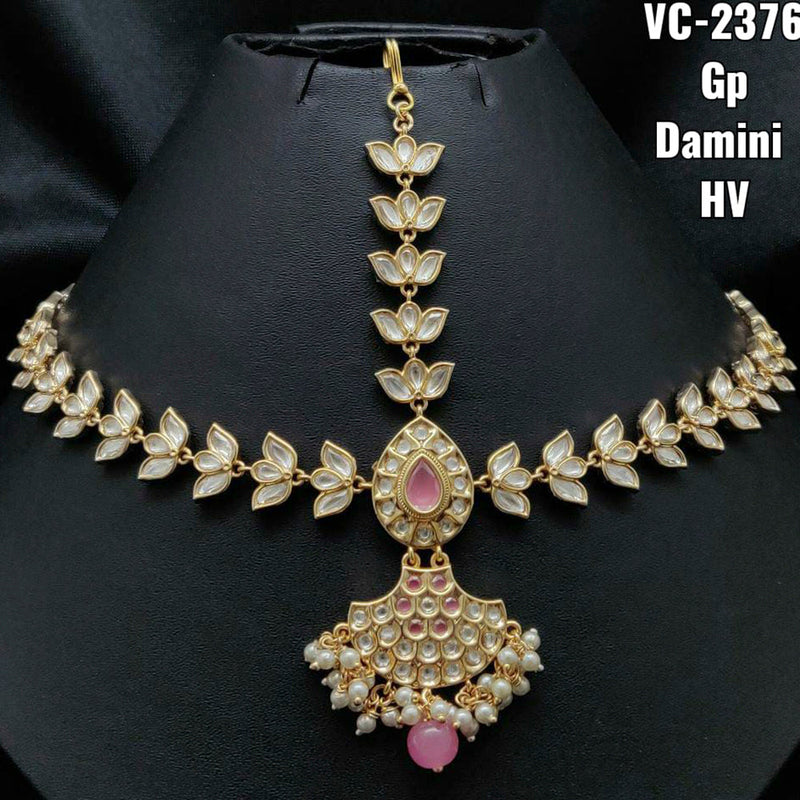 Vivah Creations Gold Plated Kundan & Beads Damini Maangtikka