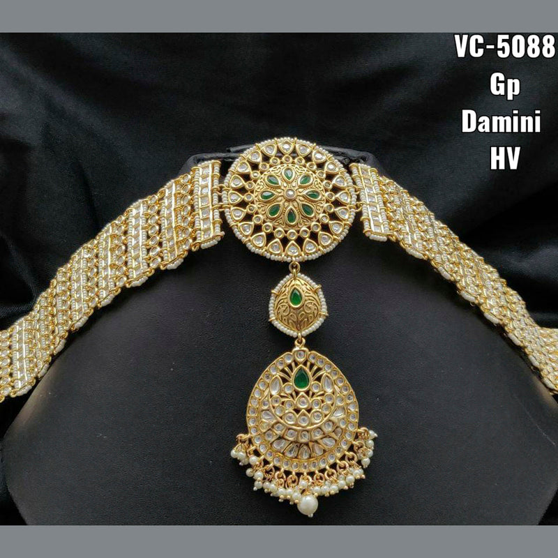 Vivah Creations Gold Plated Kundan & Beads Damini Maangtikka