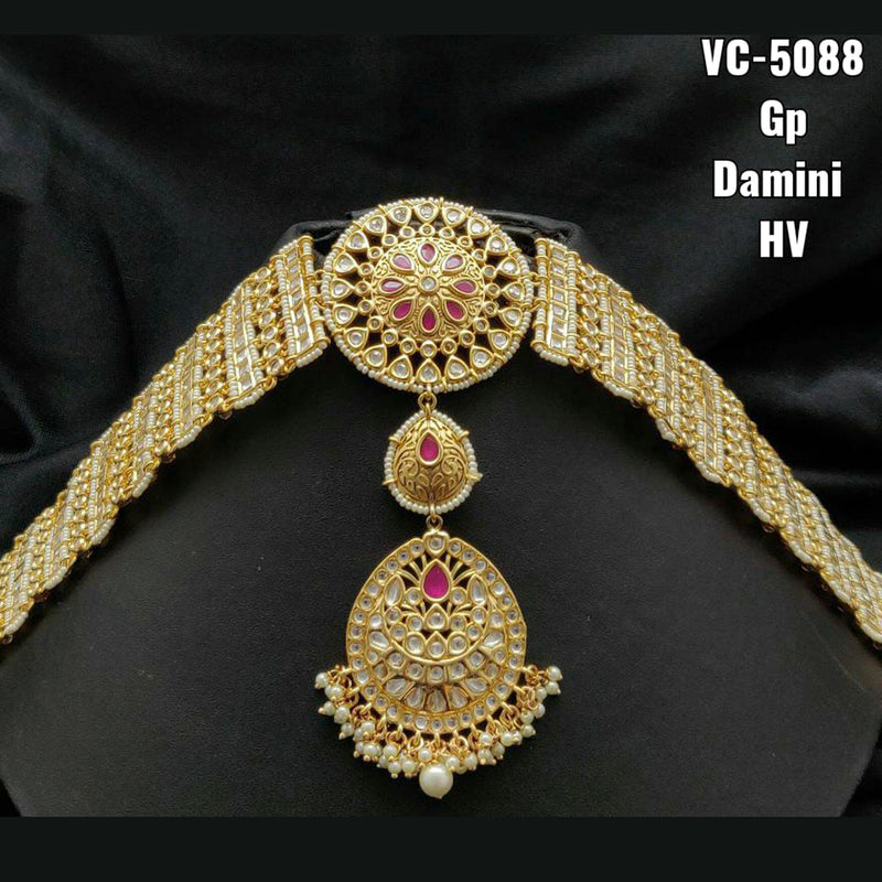 Vivah Creations Gold Plated Kundan & Beads Damini Maangtikka