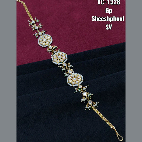 Vivah Creations Gold Plated Kundan & Beads Sheeshphool Hair Accessories For Women