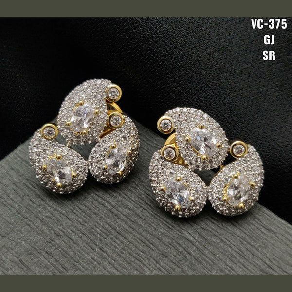 Vivah Creations Gold Plated AD Stone Stud Earrings