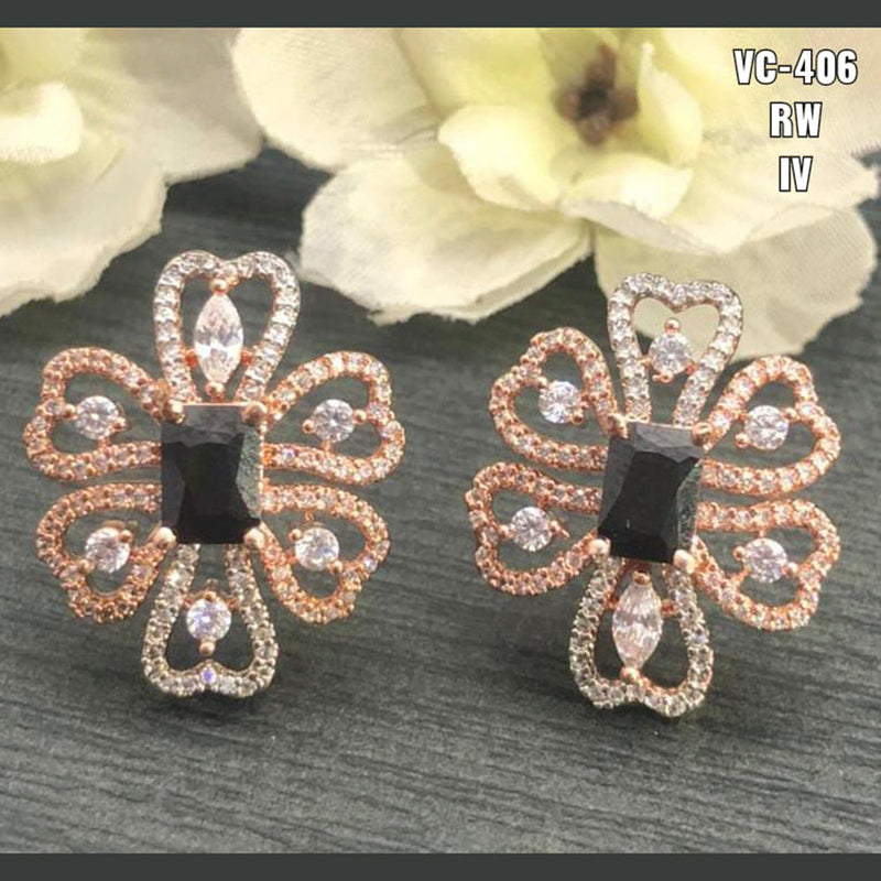 Vivah Creations 2 Tone Plated AD Stone Stud Earrings