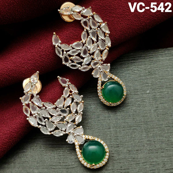 Vivah Creations Gold Plated AD Stone Dangler Earrings