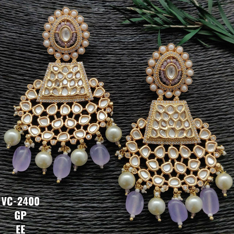 Vivah Creations Gold Plated Kundan & Beads Dangler Earrings