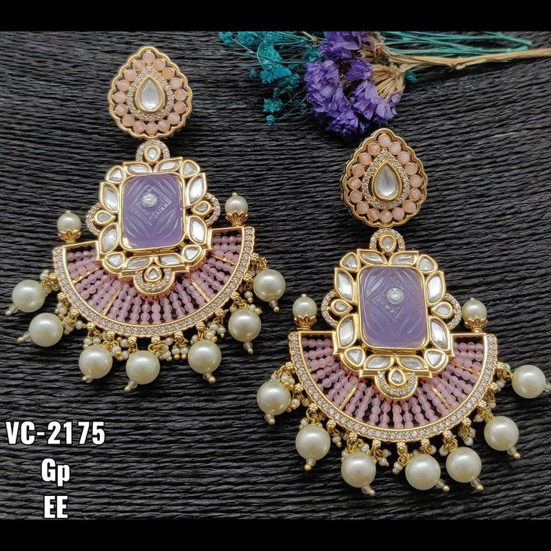Vivah Creations Gold Plated AD Stone Dangler Earrings