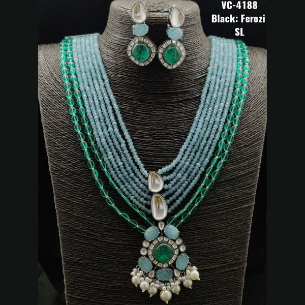 Vivah Creations Gold Plated Kundan & Beads Long Necklace Set
