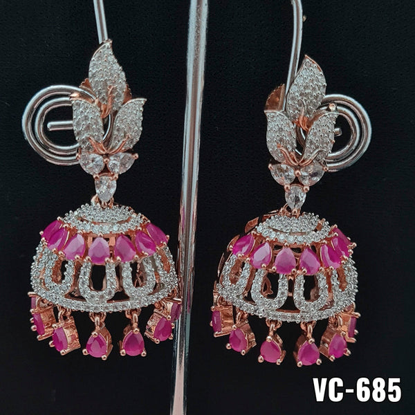 Vivah Creations 2 Tone Plated AD Stone Jhumki Earrings