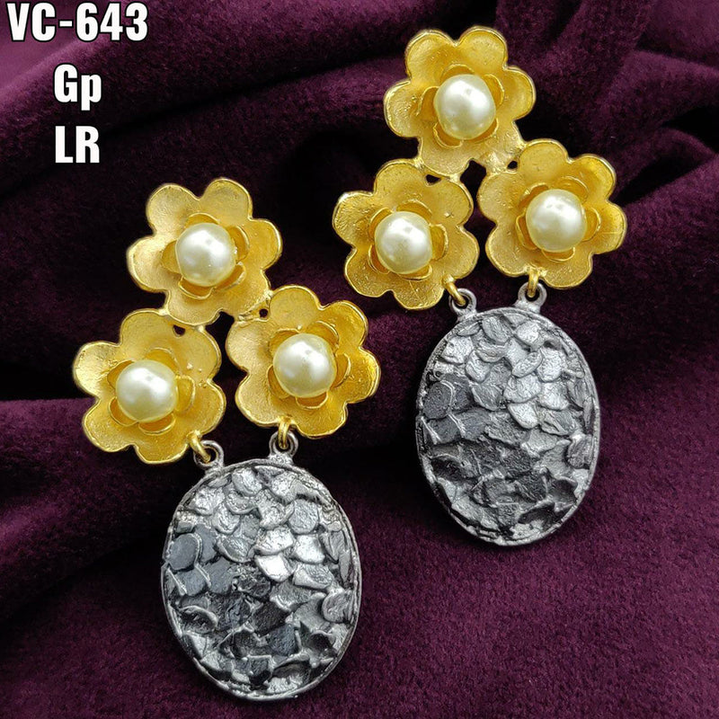 Vivah Creations 2 Tone Plated Designer Dangler Earrings