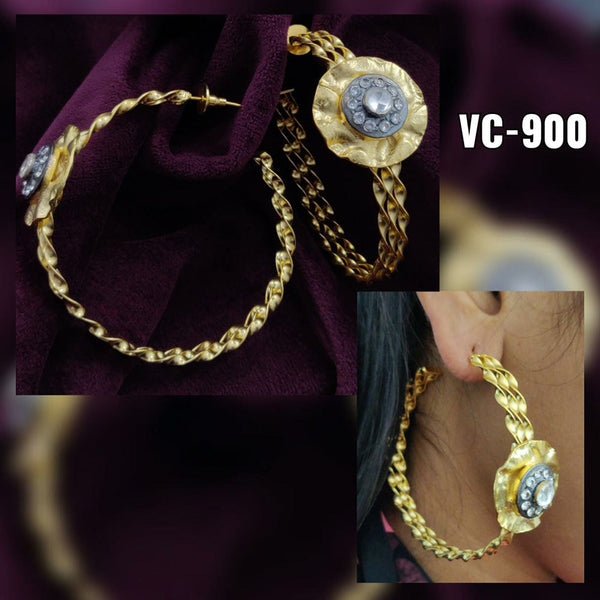 Vivah Creation Gold Plated Hoops Earrings