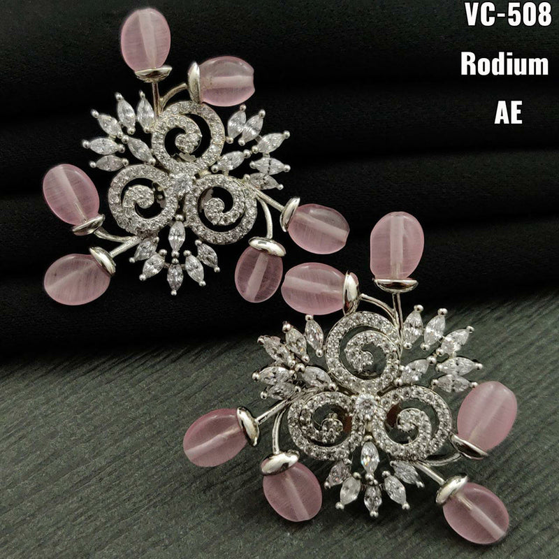 Vivah Creation Silver Plated AD Stone Stud Earrings