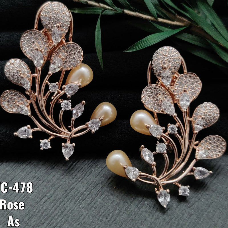 Vivah Creation Rose Gold plated AD Stone Stud Earrings