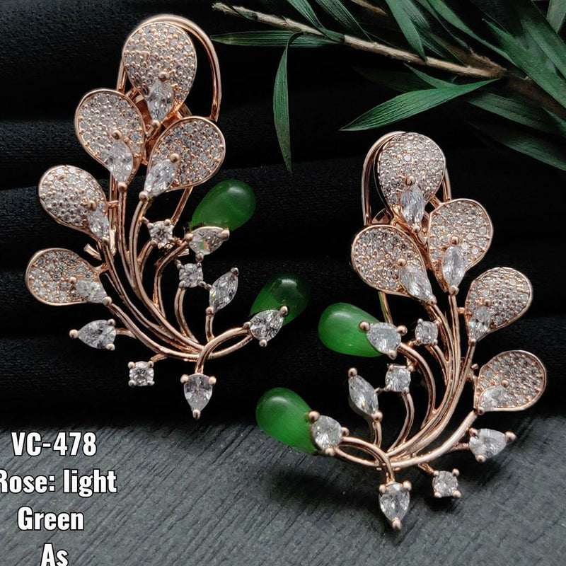 Vivah Creation Rose Gold plated AD Stone Stud Earrings