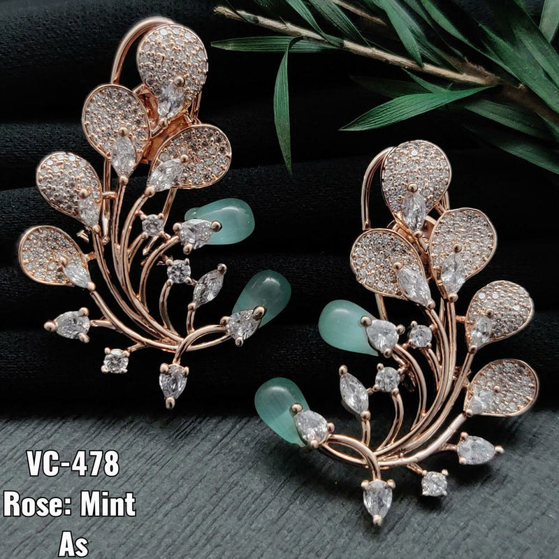 Vivah Creation Rose Gold plated AD Stone Stud Earrings