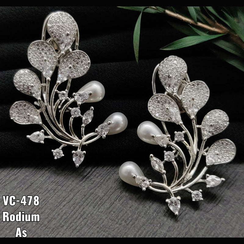 Vivah Creation Silver Plated AD Stone Stud Earrings