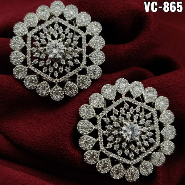 Vivah Creation Silver Plated AD Stone Stud Earrings