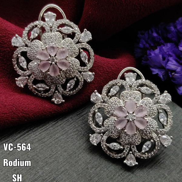 Vivah Creation Silver Plated AD Stone Stud Earrings