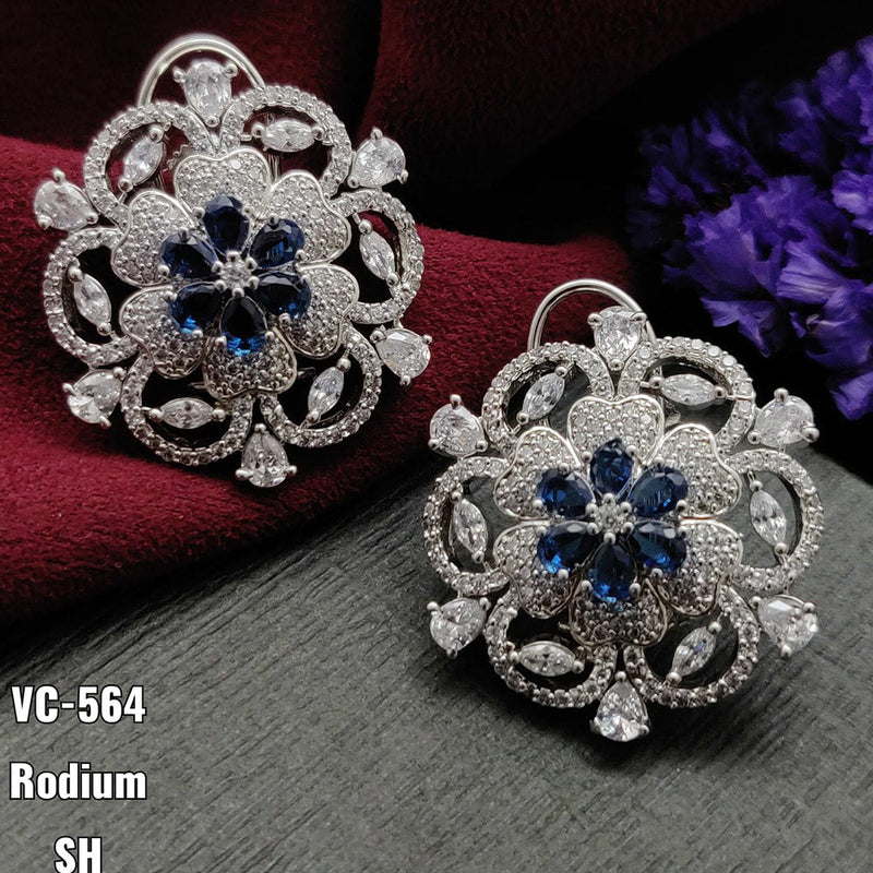 Vivah Creation Silver Plated AD Stone Stud Earrings