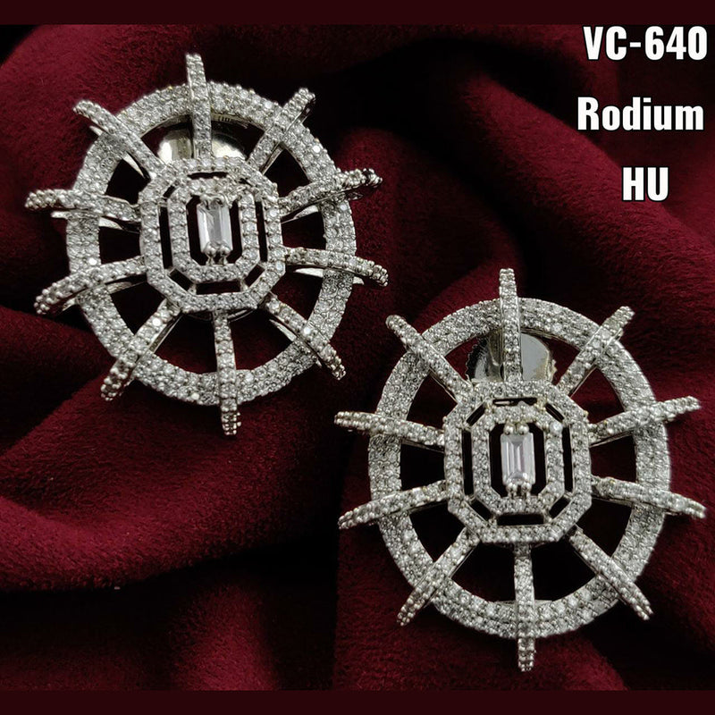 Vivah Creation Silver Plated AD Stone Stud Earrings