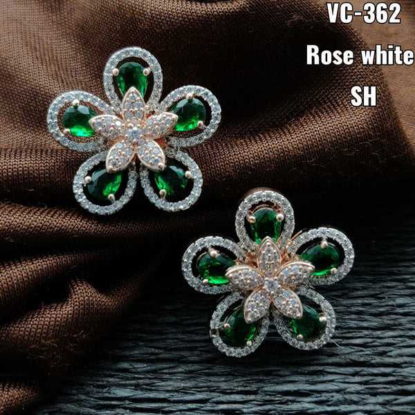 Vivah creation 2 tone Plated AD Stone Stud Earrings