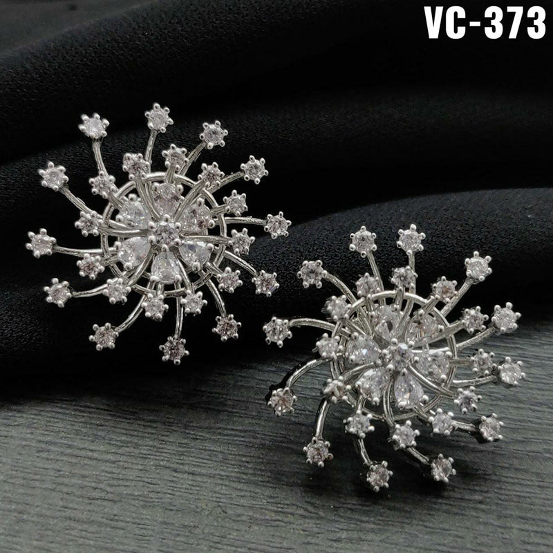 Vivah Creation Silver Plated AD Stone Stud Earrings