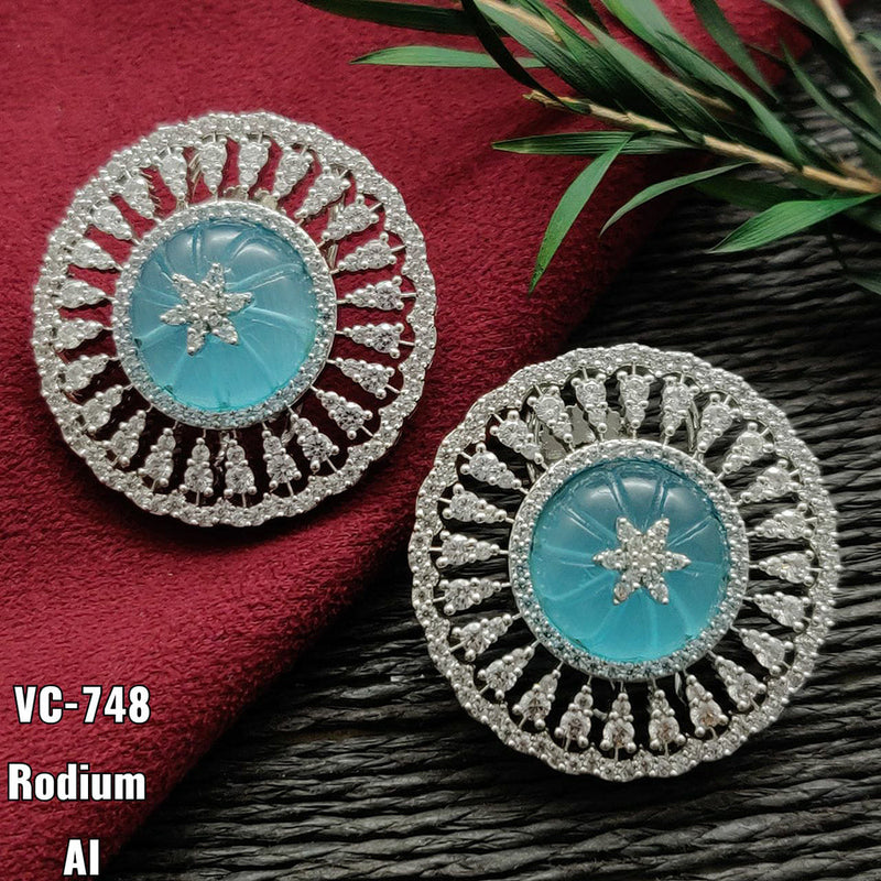 Vivah Creation Silver Plated AD Stone Stud Earrings