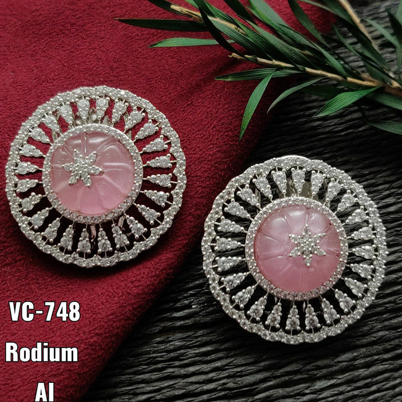 Vivah Creation Silver Plated AD Stone Stud Earrings